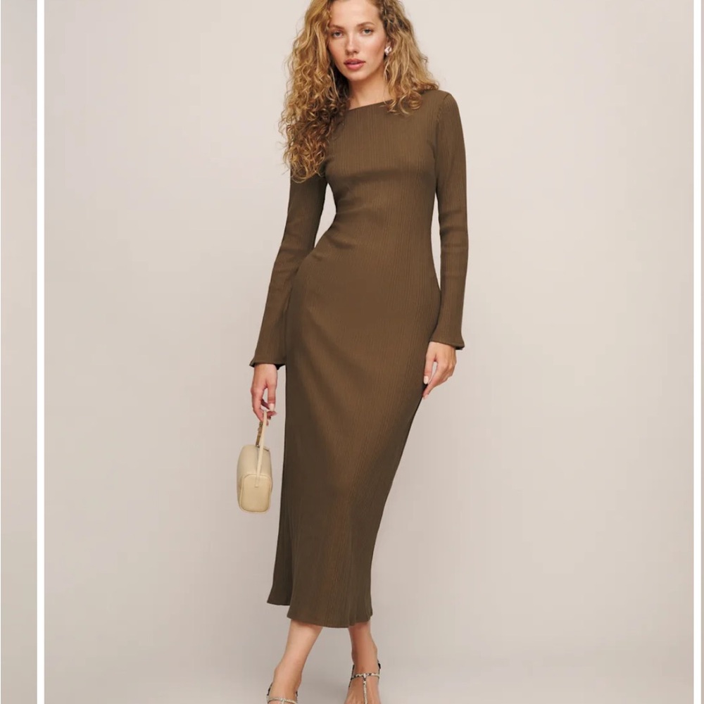 Reformation Delphina Knit Dress Woodland - Size XS